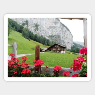 Waterfall in Lauterbrunnen Switzerland - Landscape Photo Sticker